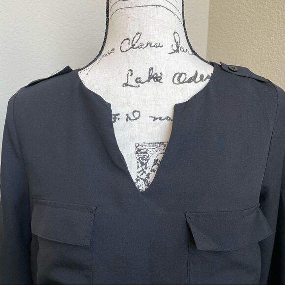 Monteau Women’s Black Semi Sheer High-Low Blouse Size M - Picture 2 of 16